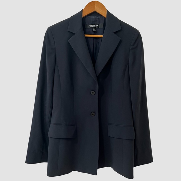 Emanuel by Emanuel Ungaro Black Long Fitted Wool Blazer US 6 EU40 - Picture 1 of 6